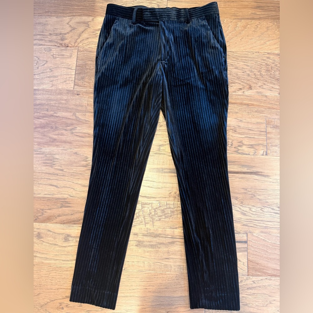 ASOS Black Pinstripe Velvet Pants